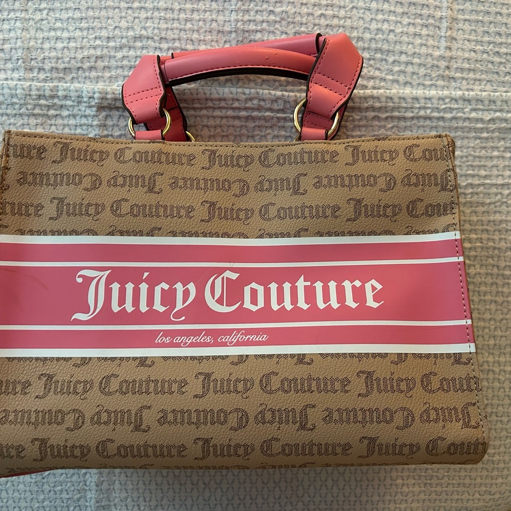 Juicy Couture Tan and Pink Tote Bag